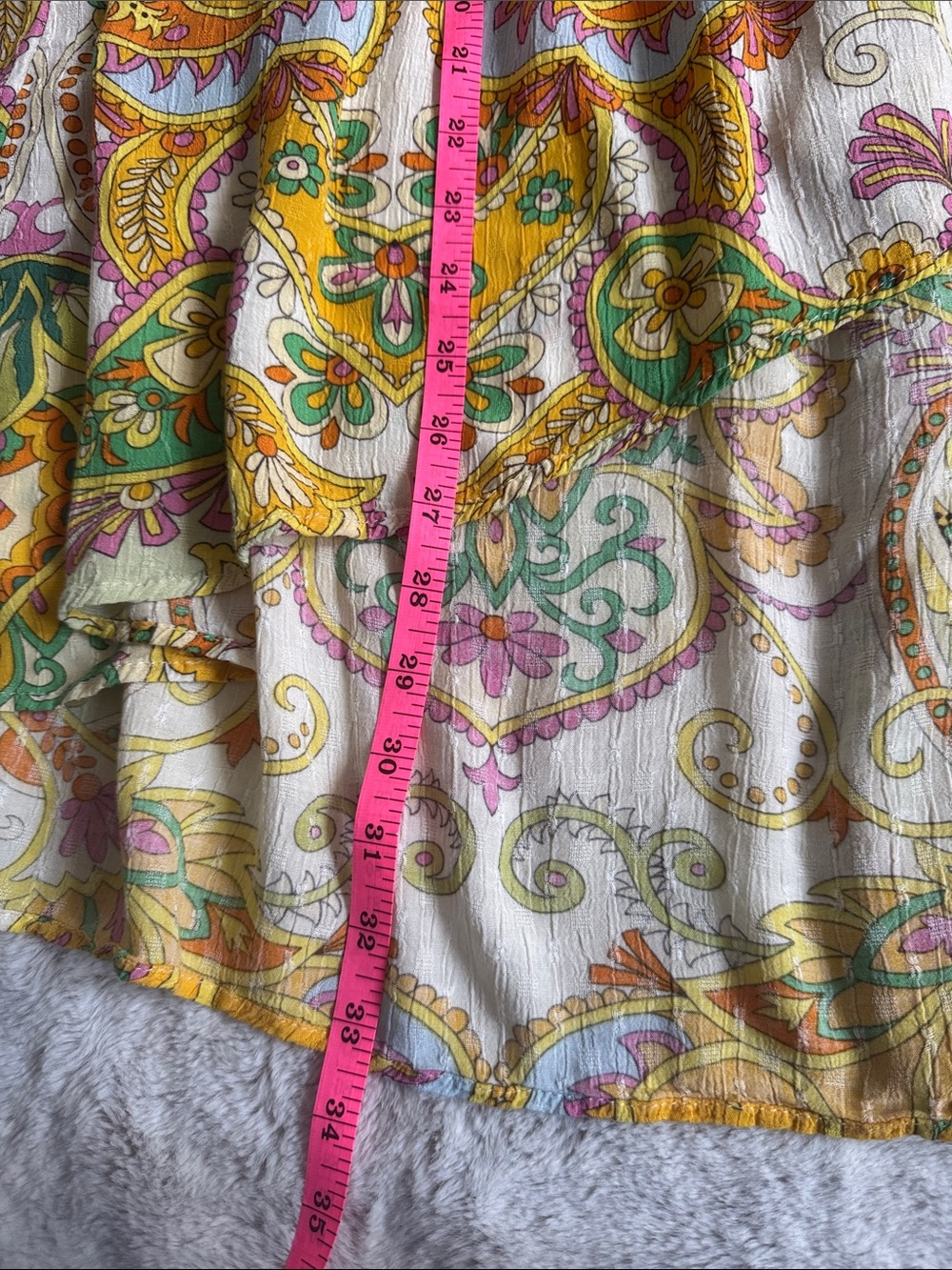 Haute Hippie Cream Paisley High-Low Wrap Skirt with Yellow & Green - Picture 5 of 5